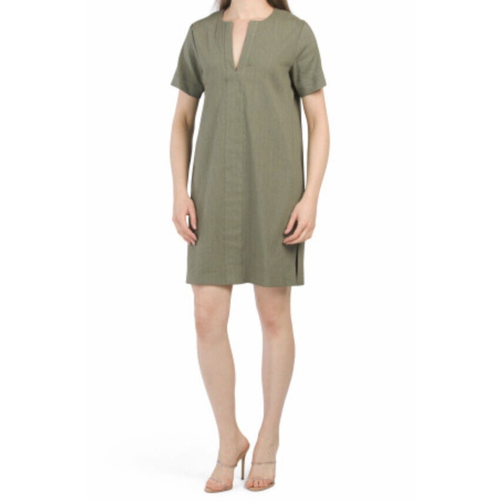 Theory Women's Slit Front Shift R Dress, Deep Military Caliver, Size S